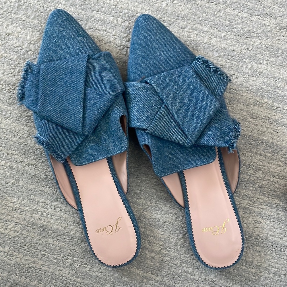JCREW DENIM POINTED TOE FLATS